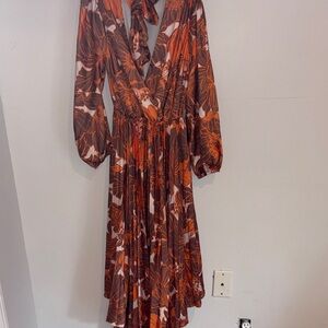 Setre Elegant Orange Floral Women's Dress